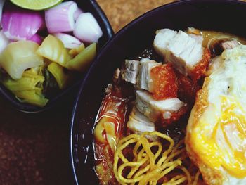 High angle view of food in bowl