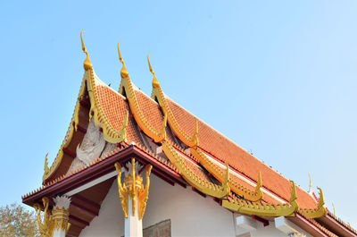 Low angle view of traditional building against clear sky
