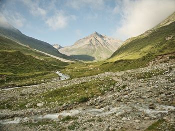 Scenic view of mountains against sky