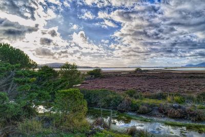 Scenic view of lake against sky