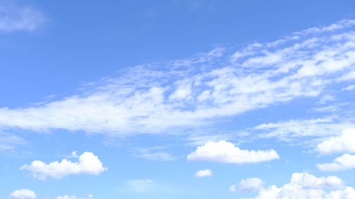 Low angle view of clouds in blue sky