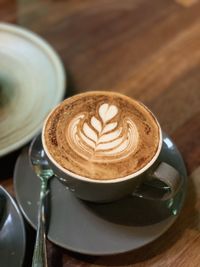 High angle view of coffee on table