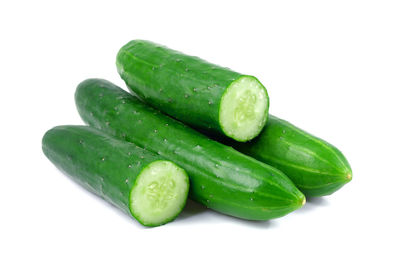 Close-up of green pepper against white background