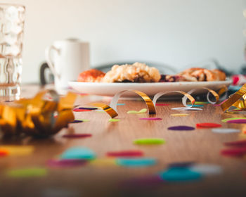 Close-up of breakfast on table
