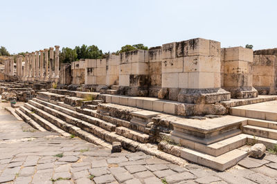 View of old ruins against clear sky