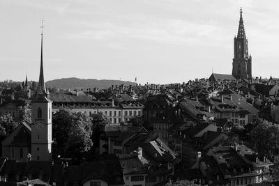 High angle view of buildings in city