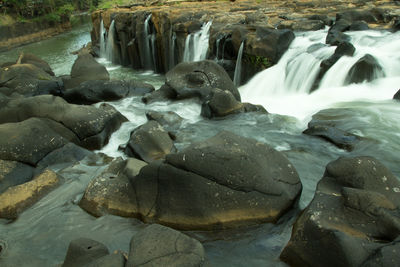 Water flowing through rocks