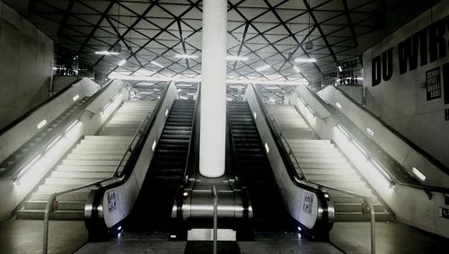 View of illuminated escalator