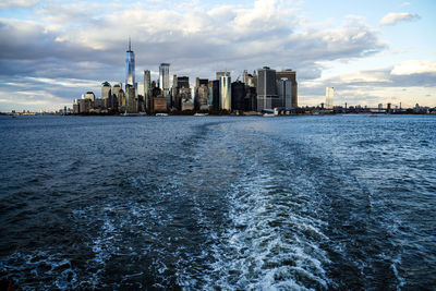 View of the world trade center skyline from the ship