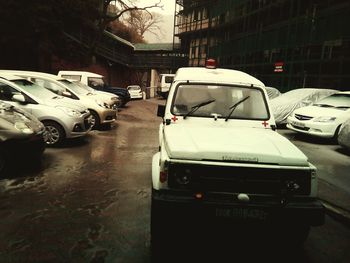 Cars parked on road