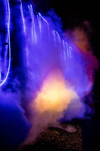 Light painting of blue sky at night