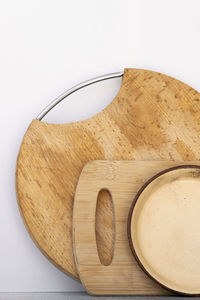 High angle view of bread on cutting board