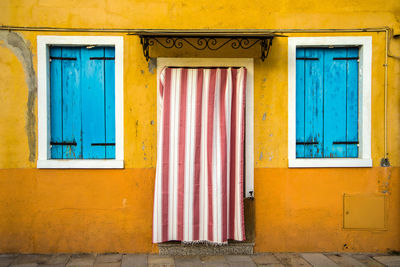 Closed door of old building