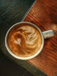 High angle view of coffee on table