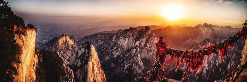 Panoramic view of landscape against sky during sunset