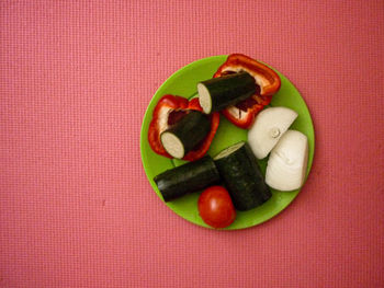 Directly above shot of fruits in plate