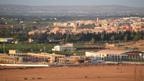 High angle view of townscape against sky