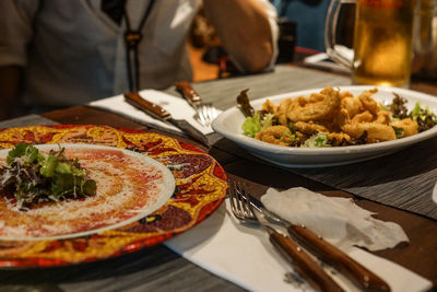 Close-up of food in plate on table