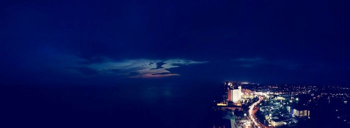 Aerial view of illuminated cityscape