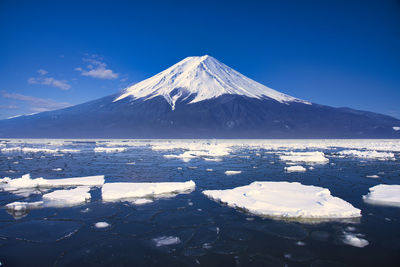 A composite photo nt,fuji and drift ice