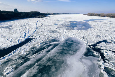 Scenic view of snow against sky