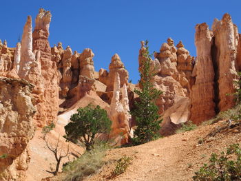 Low angle view of rock formations