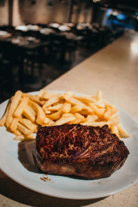 Close-up of burger on plate