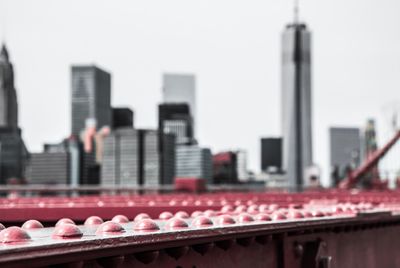 Close-up view of skyscrapers