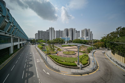 Panoramic view of city buildings against sky