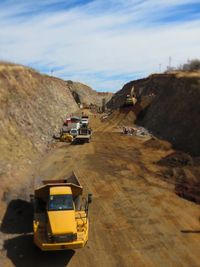 High angle view of vehicles at construction site