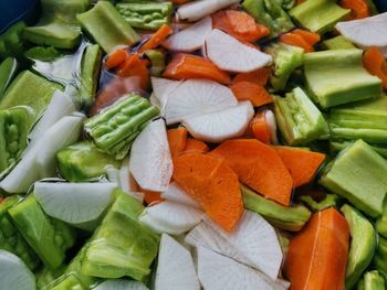 Full frame shot of chopped vegetables