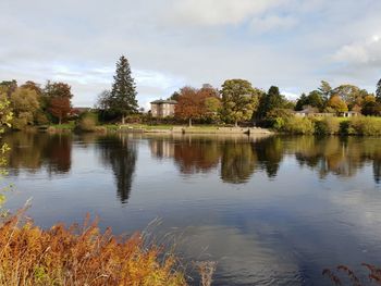 Scenic view of lake against sky