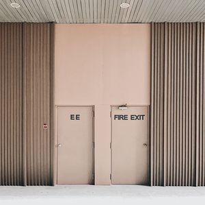 Closed door of building