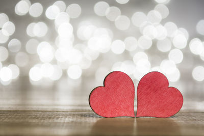 Close-up of heart shape on table