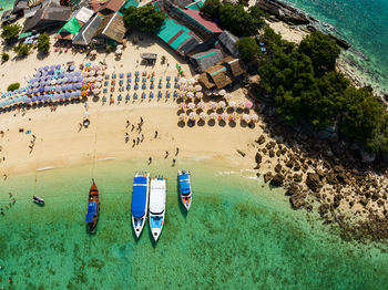 High angle view of people at beach