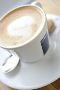 High angle view of coffee on table