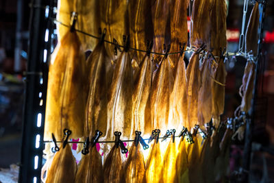Close-up of clothes for sale at market stall