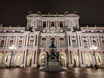 Facade of building at night