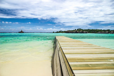 Jetty leading to the sea in the maldives
