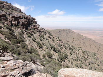 Scenic view of rocky mountains against sky