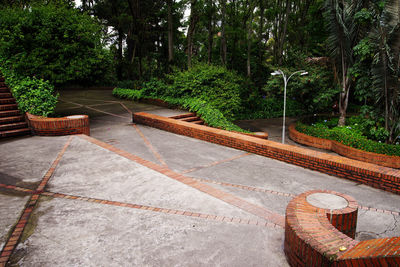 High angle view of steps at park