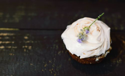 Close-up of cupcakes on ice cream