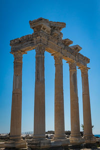 An antique ruined city of columns.ruin. view of the ancient city in side, turkey.