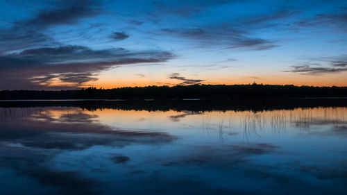 Sunset over calm lake