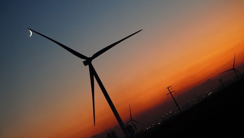 Wind turbine in sunset 