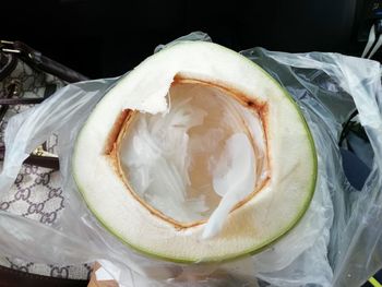 Close-up of fruit in plate on table