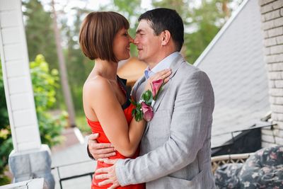 Young couple kissing outdoors