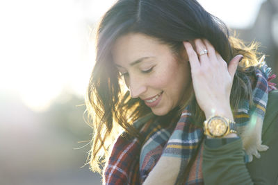 Young woman looking down