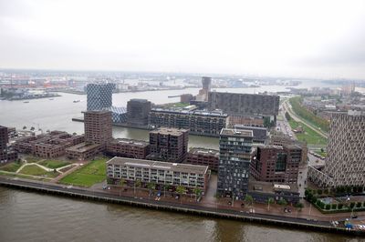 High angle view of cityscape against sky