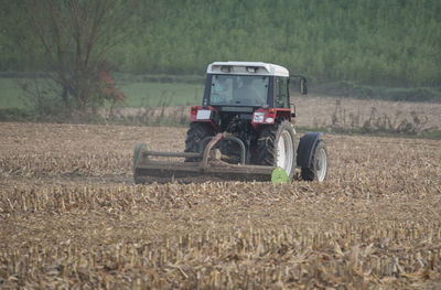 Vintage car on field